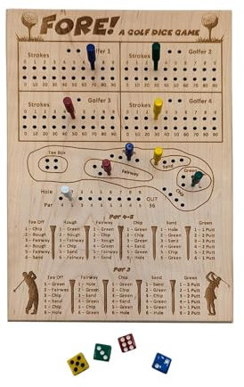 Ein Golf-Würfelbrettspiel, Holz, Tischplatte, Golf-Brettspiel, lustig, herausfordernd, Golf-Würfel-Brettspiel, tragbares Golftablett mit grünem Putting für Golfer, Freunde und Kinder, für Zuhause