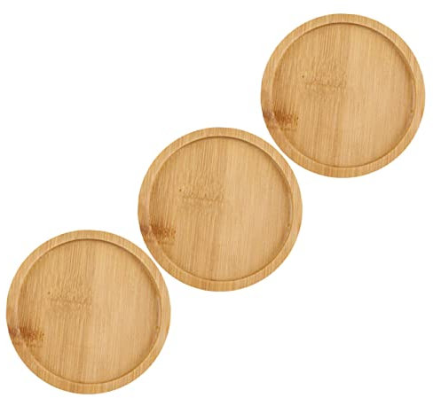 BEBEMOKO Blumentopf-Ständer für Sukkulenten, 3 Stück, Holz, 15 cm, rund, Untersetzer für Töpfe, Bonsai-Untersetzer, ideal für Sukkulenten und Indoor-Gartenarbeit