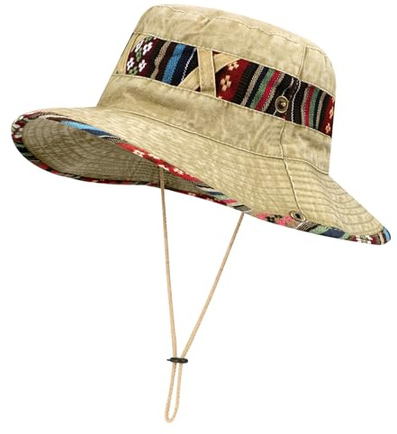AYPOW Chapeau de Soleil d'été Unisexe UPF 50+, Chapeau Boonie en Denim Coton Vintage Délavé, Chapeau de Pêcheur Cowboy Respirant, Pliable Chapeau Bob Homme Femme, Chapeau de Safari en Jean Extérieur