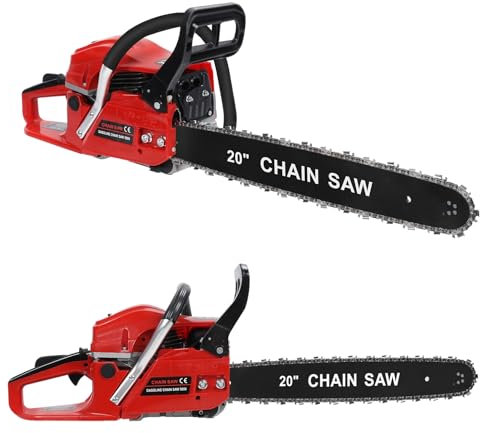 ilkqeppe Petrol Chainsaw, 20 Inch Chain Saws Cordless, 58cc 2-Stroke Chainsaw Petrol, High-Power Handheld Chain Saw for Cutting Trees Trimming Wood