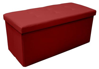 INTRECCI Pouf Contenitore, Panca Scarpiera, in Tessuto, Rettangolare, 76x34x34 cm, Imbottito, Versatile, Facile da Pulire. Colore: Bordeaux