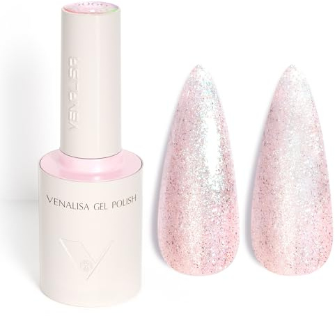 VENALISA UV Negellack Natur Rosa Glitzer Gellack UV Gel Nail Polish Klassischer und All MatchStil für Valentinstag Hochzeit Dating Weihnachtswochenende 10ml