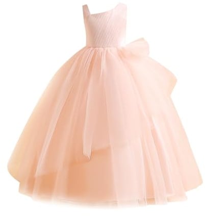 Générique Robe Princesse Fille Élégante Col Rond Vêtements Longue Demoiselle d'honneur Robe de Soirée Fête Robes de Soirée Mariage Vêtement sans Manches Luxueuse Habillement