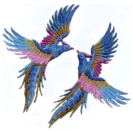 1 Paar Phoenix-Aufnäher, bestickter Aufnäher, Stoff, Pfau, Applikationen, Verzierungen für Jacken, Rucksack, Hochzeitskleid, Kleidung, Dekoration