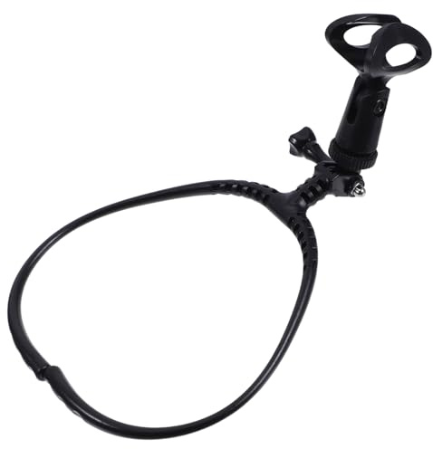 Verstellbare Mikrofonhalterung für Halsbereich, 24-45mm, Schwarz | Metall und Kunststoff, 1 Stück, für Reisen und Straßenauftritte, Frei Hände, Stabil