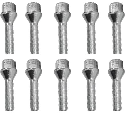 10x Boulon de roue M12x1,25 conique 60° 40mm | taille de la clé 17mm compatible avec Vauxhall Combo III