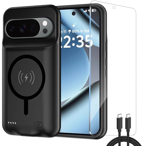 Fraternize Cover Batteria per Pixel 10 Pro XL / Pixel 9 Pro XL Custodia Ricaricabile Portatile per Telefono Batteria Esterna Portatile 10000mAh Custodia Protettiva con Caricatore Esterno, Nero