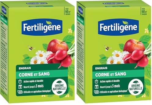 FERTILIGENE FCOSAN3 - Engrais Corne et Sang 3 kg - Action rapide et durable - Nourrit jusqu'à 3 mois - Jusqu'à 60m² fertilisées - Idéal pour la plantation du potager, des fleurs, arbustes, ornements