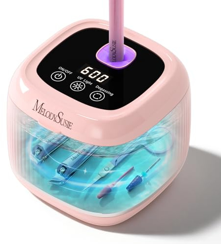 MelodySusie 2 in 1 Nail Tool Cleaning Machine for Nail Tools DL-160 Pink | 3 Timers Mode for Nail Drill Bits, Nail Art Brush, Nail Clipper, Jewelry Cleaning, Salon & Home Use