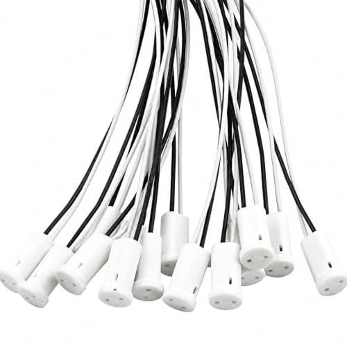 Flomiara 10 Stück G4 Fassung, G4 Lampenfassungen 20cm, Keramik Fassung G4 Sockel Lampenfassung, LED/Halogen/Quarz-Leuchtmittel Adapter für Heim & Industrie