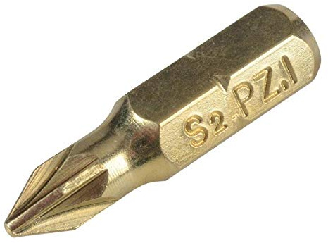 ForgeMaster Pozi Screwdriver Bits | PZ1 x 25mm | Brass Plated | Pack 10