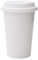 UDMG Reusable Double Wall Insulated White Ceramic Travel Coffee Cup with Lid & Sleeve, 12 fl.oz, I Am Not a Paper Cup