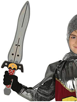 FIESTAS GUIRCA | Mittelalter Schwert aus Eva (53 cm) – Kostümzubehör für Ritter Krieger Prinz Karneval Kinderparty Unisex – Grau Rot