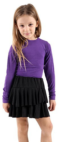 GW CLASSY OUTFIT Girls Boys Plain Long Sleeve School Basic Top School Cotton Kids T-Shirt Tops Crew Neck Uniform Jumper (13-14 Years, Purple Crew)