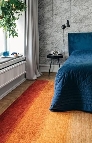 RugVista Gabbeh Rainbow Teppich, 160 x 230 cm, Rost | Rechteckig, Niedriger Stapel, Nur chemische Reinigung, Oeko-Tex 100, Wohnzimmer, Esszimmer, Schlafzimmer