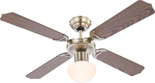 bmf-versand® - Deckenventilator für angenehme Nächte - Deckenbelüfter mit einfacher Montage und LED Licht - Eleganter Raumventilator mit Rattan-Optik -Room Air Circulator - Deckenbelüfter