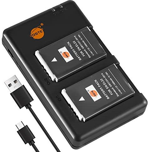 DSTE 2PCS EN-EL22 ENEL22 (1400mAh/7.2V) Batterie Chargeur Compatible pour Nikon 1 J4, 1 S2