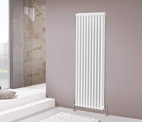 NRG 1800 X 470 mm Gloss White 2 Column Radiators Vertical Central Heating Cast Iron Rads for Bathroom Living Room and Kitchen
