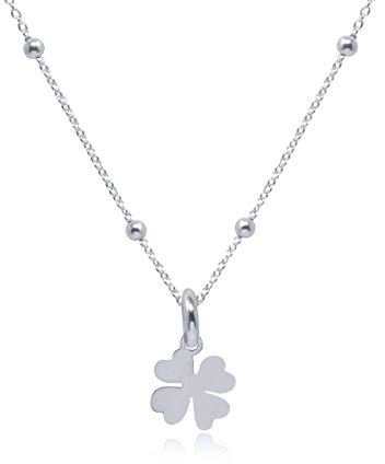 WANDA PLATA Kleeblatt Kette für Damen aus 925 Silber, Vierblättriges Kleeblatt Anhänger Halsband Glücksbringer Reise kette
