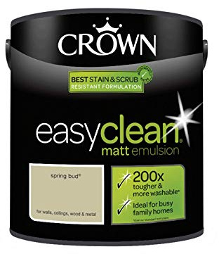 2.5L CROWN Easy Clean MATT Emulsion Multi Surface Paint That can be Used on Walls, Ceilings, Wood and Metal. Stain & Scrub Resistant Formula – Spring Bud