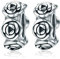 Christmas Charms Stoppers Beads 2 PCS Genuine 925 Sterling Silver Stars Flower Crystal Spacer Bead for Pandora Bracelet Charm Mothers day Charm (Rose Charms)