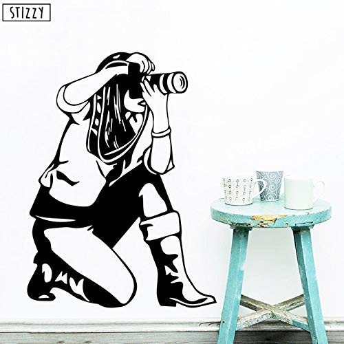 Wandtattoo Kamera Mädchen Wandtattoo Vinyl Aufkleber Fotograf Home Decoration Schlafzimmer 57X61Cm
