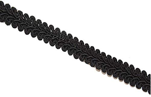 Yalulu 18 Yards Classic Woven Braid Trim Embroidery Braid Twist Fabric Cord Lace Trim Sewing Trimming Edge Craft Decorative Ribbon (Black)