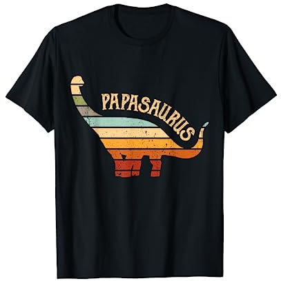 Papasaurus Rex Papa Saurus Vatertag's T-Shirt - Herren, Schwarz, S, Kurzarm, Casual Dinosaur Party T-Shirt, Vatertag, Cartoon, Pullover, Crew-Kragen, Pull-On, Klassische Passform, Baumwolle 100%