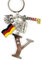 ELLUG Schlüsselanhänger H.: 11cm Buchstaben/Letter/Initalien/Alphabet/ABC mit Glitzersteinen & Charms Bierkrug/Adler/Deutschland-Fahne/Germany (Y)