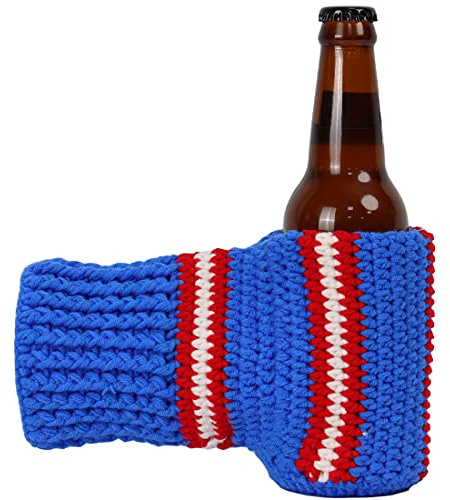 FunisFun Beer Mitten Gloves, Knit Stitched Drink Mitt Holder for White Elephant Gag Gift Tailgating Idea
