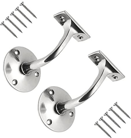 TERF® Traditional Style Polished Chrome Heavy Duty Banister Staircase Support Wall Mounted Handrail Bracket - Pack of 2