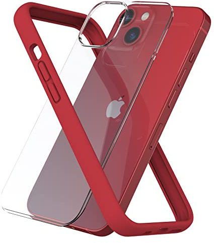 ARSUNOVO Compatible with iPhone 13 Mini Bumper Case 5.4 inch, [Raised Edge Protection][Anti-Silp][Anti-Fingerprint] Soft Slim Protective Frame Bumper Cover Case Come with Hard PC Backplate, Red