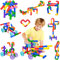 SIENIANLINE Jouets de Tube de Tuyau, 96 pièces Classic Building Blocks Construction Assemblage Jouets avec Roues et Plaque de Base - Cadeau éducatif d'apprentissage Créatif pour Enfants