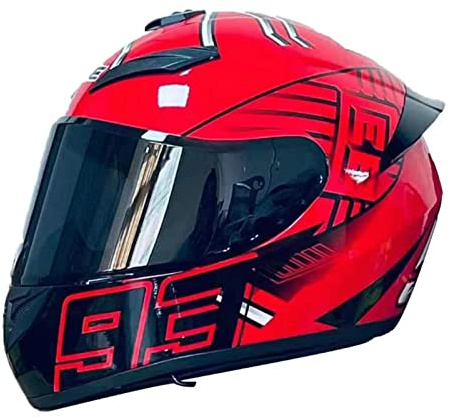 Motorrad-Integralhelm DOT ECE-Zugelassener Leichter Motorrad-Moped-Street-Bike-Renn-Moto-Helm Mit Getöntem Visier Drop-Down-Sonnenschutz Für Erwachsene Männer Frauen,Red ant,M