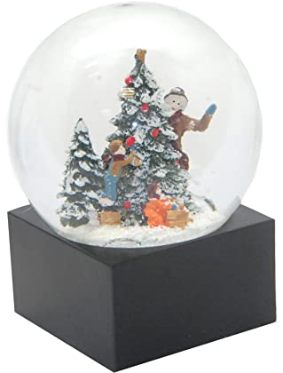 Minium Collection 20109 Schneekugel Weihnachtsbaum schmücken Pure-Line auf Sockel schwarz, Durchmesser 100mm