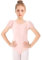 Bezioner Ballettkleidung Mädchen, Kinder Ballett Trikot Ballettanzug Puffärmel TanzBody for 3-12 Jahre Rosa 110
