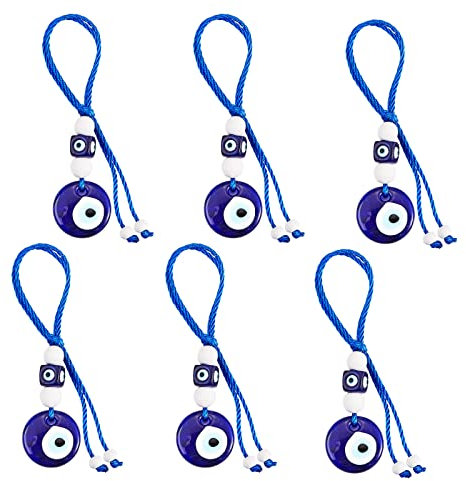WEWAYSMILE 6 Pz Hamsa Mano Perline Malocchio, Portachiavi con ciondoli Evil Eye, Occhio Turco Portachiavi, per Le Chiavi Della Borsa Dell'Auto, Gioielli Da Appendere All'Ornamento