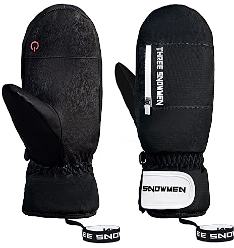 Durio Skihandschuhe Damen Wasserdicht Warm Fäustlinge für Herren Damen Winter Anti-Rutsch Schneehandschuhe Snowboardhandschuhe Schwarz XL