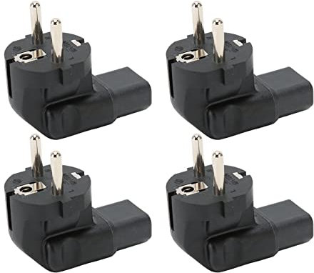 Konverter EU 4,8 mm auf IEC320 C13, 4 Stück EU-Stecker 100 – 250 V verstärkt IEC320 Steckdosenadapter 90 Grad für Netzteil für Laptop