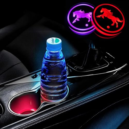 2 Stück LED-Lichter für Getränkehalter, Autountersetzer mit leuchtendem Licht, 7 Farben, für Auto, Lade-Becher, USB-Ladegerät, Dekorationslicht für Auto, LKW, SUV