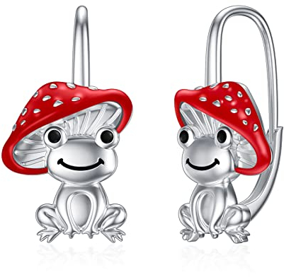 Flpruy Frosch Ohrringe Silber 925 Damen Hängend Leverback Ohrringe Schmuck Geburtstag Geschenke für Sie Mädchen Mutter Damen