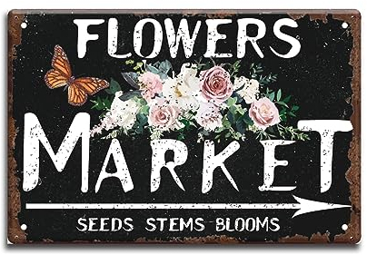 SUPERDANT Metall Blechschild Landhaus Blumenmarkt Vintage Eisenschild Retro Haus Garten Bauernhaus Wohnzimmer Wanddekoration Plakette Blumen Wandkunst Poster Einweihungsgeschenk