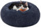 Feandrea Hundebett flauschig, Katzenbett, Donut Kissen, waschbar, Polsterung in der Mitte herausnehmbar, Langer Plüsch, 40 cm Durchmesser, dunkelgrau PGW036G02