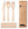 Juego de cubiertos desechables de madera, 16 cm, Kinife, tenedor, cuchara y pañuelos, envueltos individualmente, 16 cm, cubiertos para fiesta de picnic o boda, biodegradables, compostables (150)