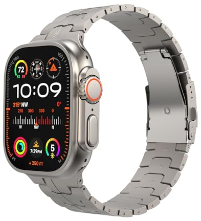 MoKo Correa de Titanio, Pulsera de Reloj Compatible con Apple Watch Ultra 2 Strap 49mm 46mm 45mm 44mm 42mm iWatch Ultra SE Series 10 9 8 7 6 5 4 3 2 1, Correa de Repuesto con Extractor, Gris Titanio