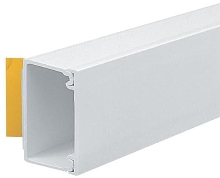 25mm x 40mm PVC White Electrical Cable Cover Mini Trunking Conduit Wire Tidy Self Adhesive + Bends (25mm x 40mm 1Mtr Length)