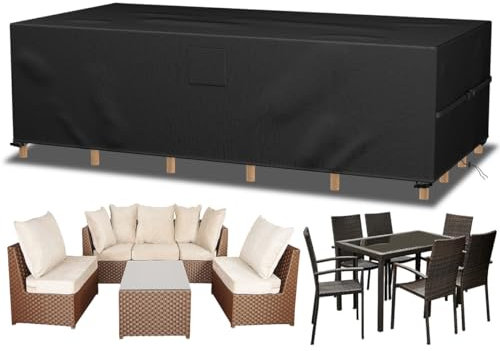 Falflor Garden Furniture Covers Waterproof 180x120x74cm 420D Oxford Fabric Outdoor Patio Table Covers Sofa Cover for Outside