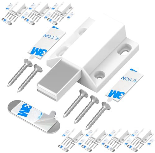 Serrure à Pression Magnétique sans Clous Tonitrui Push Open Magnetic Touch Lock Porte de Cuisine Push Open Lock Porte d'armoire de Fermeture et d'éjection de La Serrure(Blanc 8 Pièces)