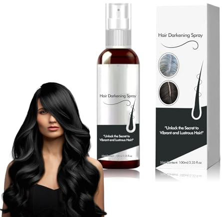 Tkekruh Spray Colorant pour Cheveux Noirs 100ml, Laque pour Cheveux Noirs, Teinture Capillaire Rapide, Couvrir les Cheveux Gris et Épaissir et Nourrir les Racines des Cheveux, Hair Serum