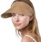 SSKHE Damen Papierstroh Visor Cap Einfarbig, Breite Krempe Sonnenvisier, Packbarer Pferdeschwanz Sonnenhut, Schildkappe Uni verstellbar,Sonnenhüte für Damen,Sonnenschild Kopf(Khaki)